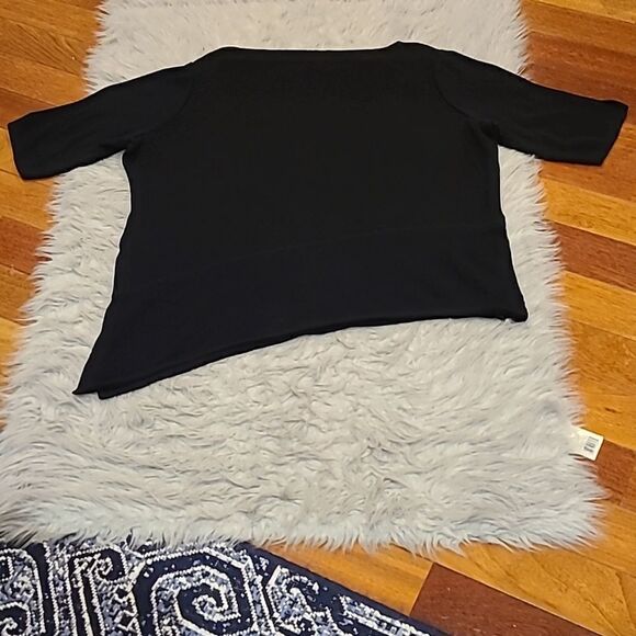 Ming by ming wang black acrylic cotton‎ asymmetrical short sleeve sweater - Picture 6 of 7